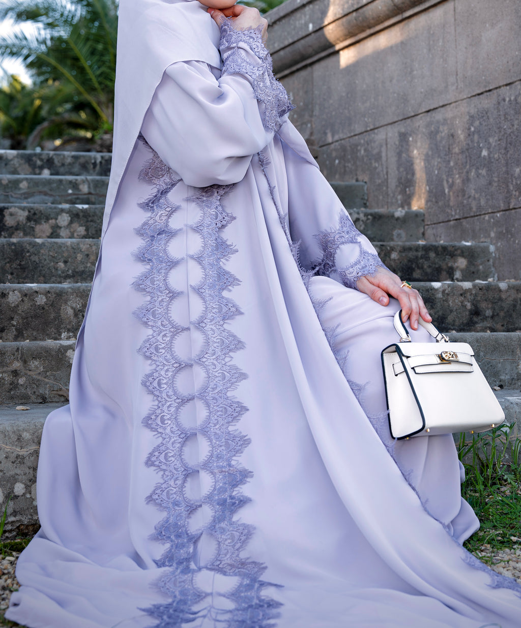 Lace Abaya - Lilac