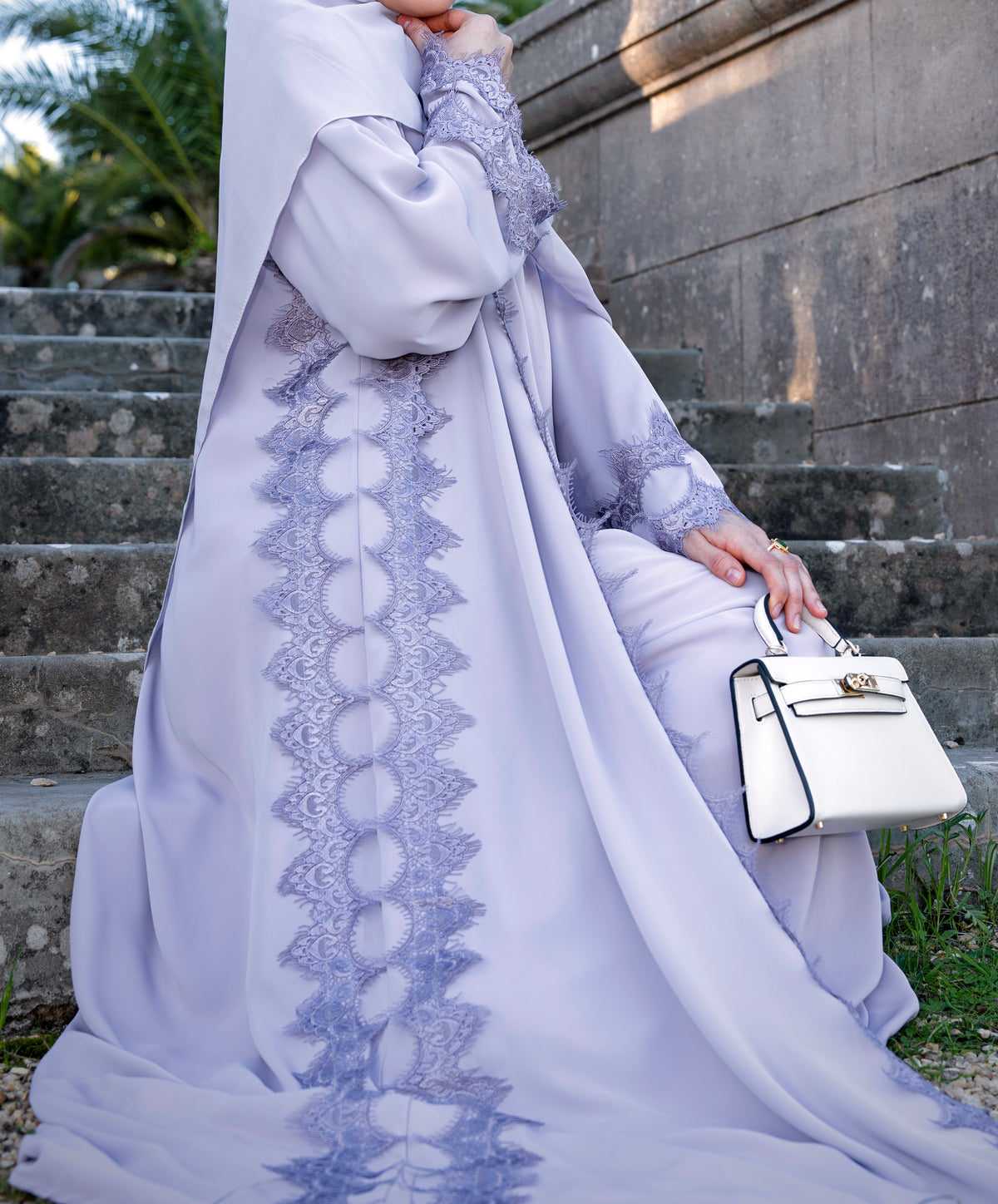 Lace Abaya - Lilac