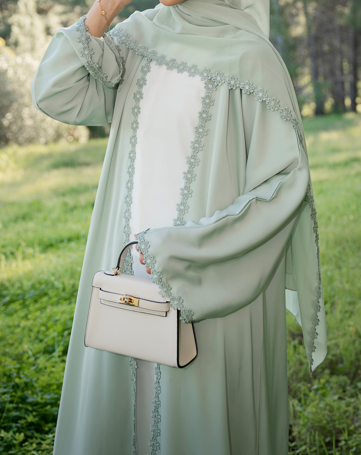 Floral Abaya - Sage