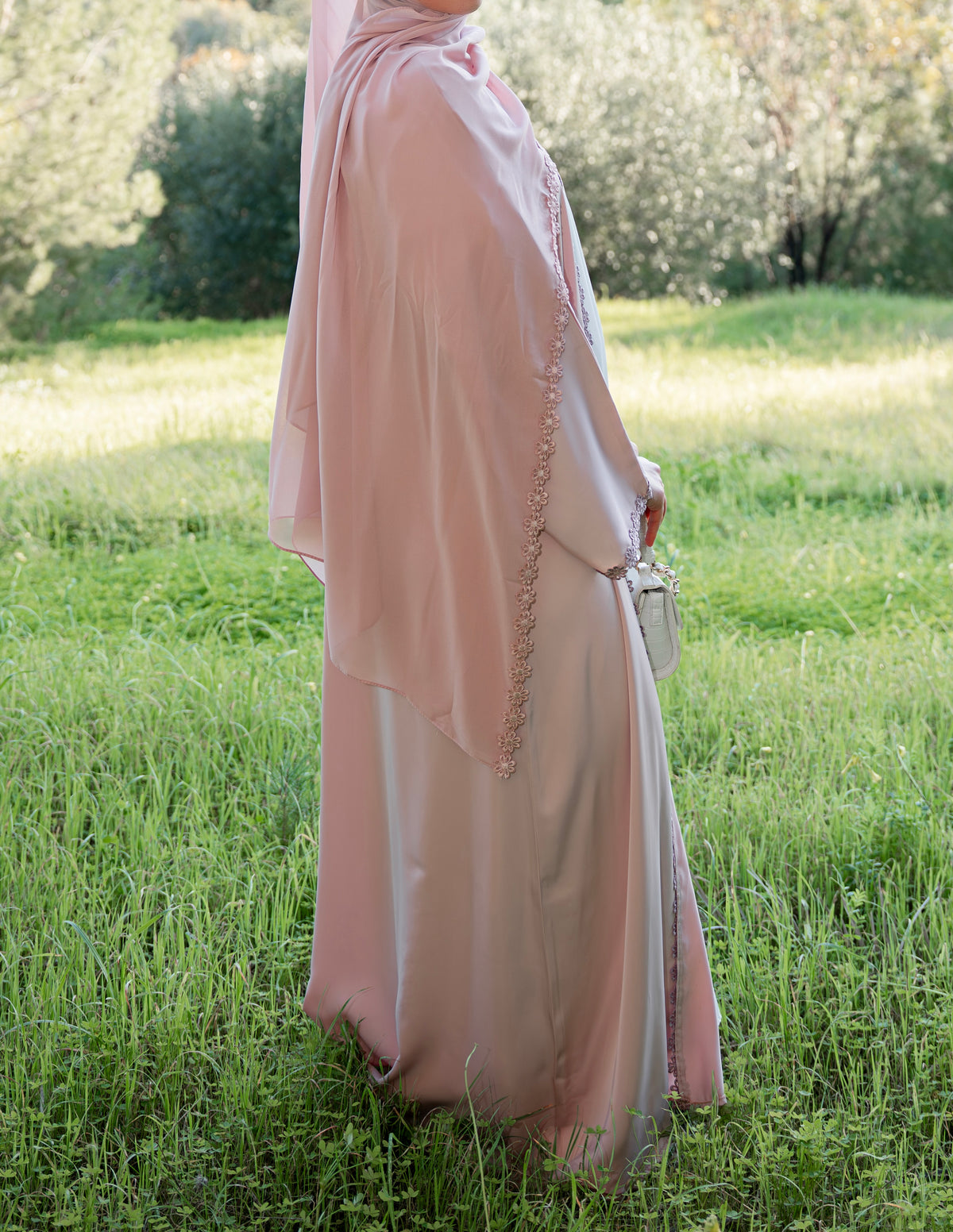 Floral Abaya - Blush